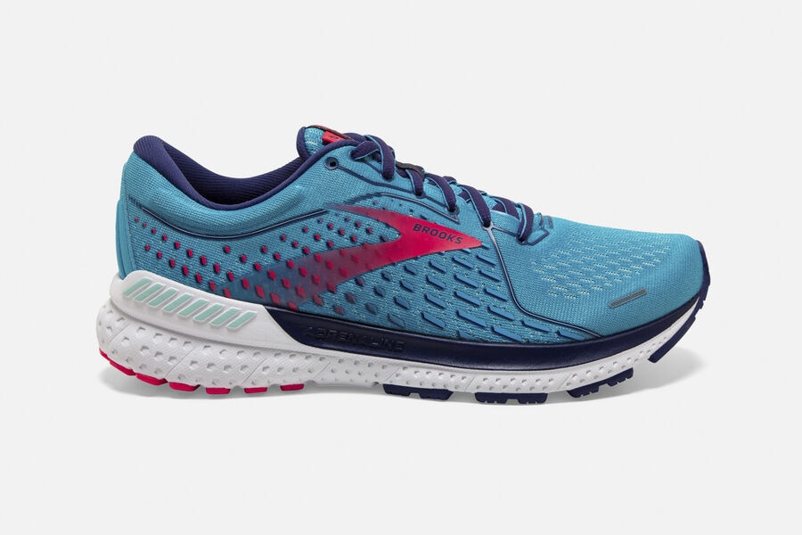 Brooks Running Shoes - Adrenaline GTS 21 Road Womens - Blue/Pink - LYT-963450